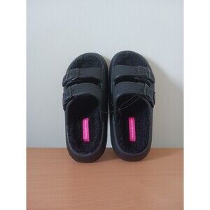 Rock & Candy Womens Cloud Sandals Pillow Slippers‎ Double Buckle Black Size 8